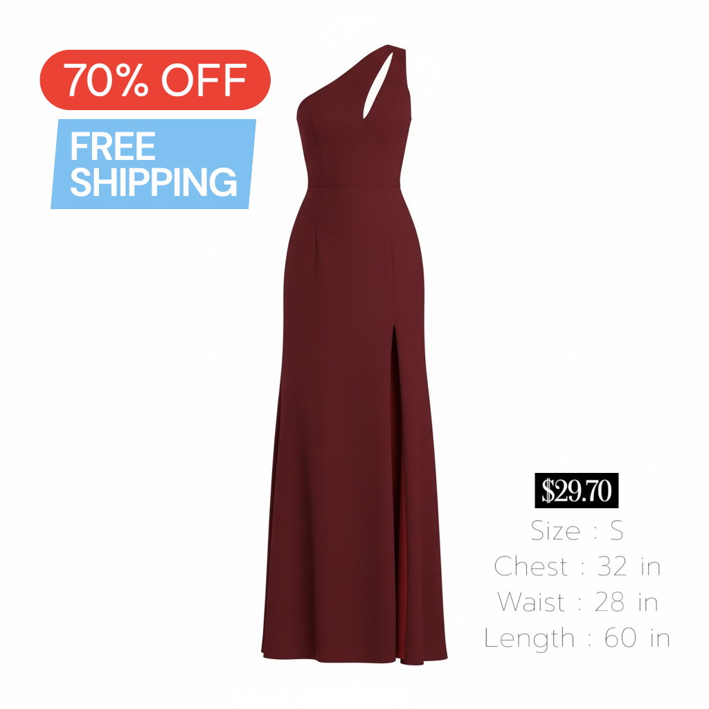 Lulus Divinely Dynamite Burgundy One-Shoulder Maxi Dress