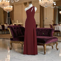 Lulus Divinely Dynamite Burgundy One-Shoulder Maxi Dress